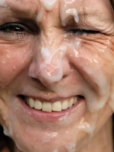 An older woman likes cum on her face photo 9