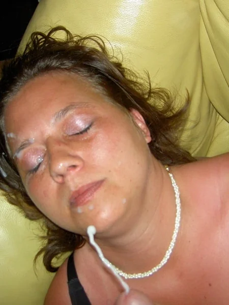 Chubby Swedish woman gets facialized photo 3